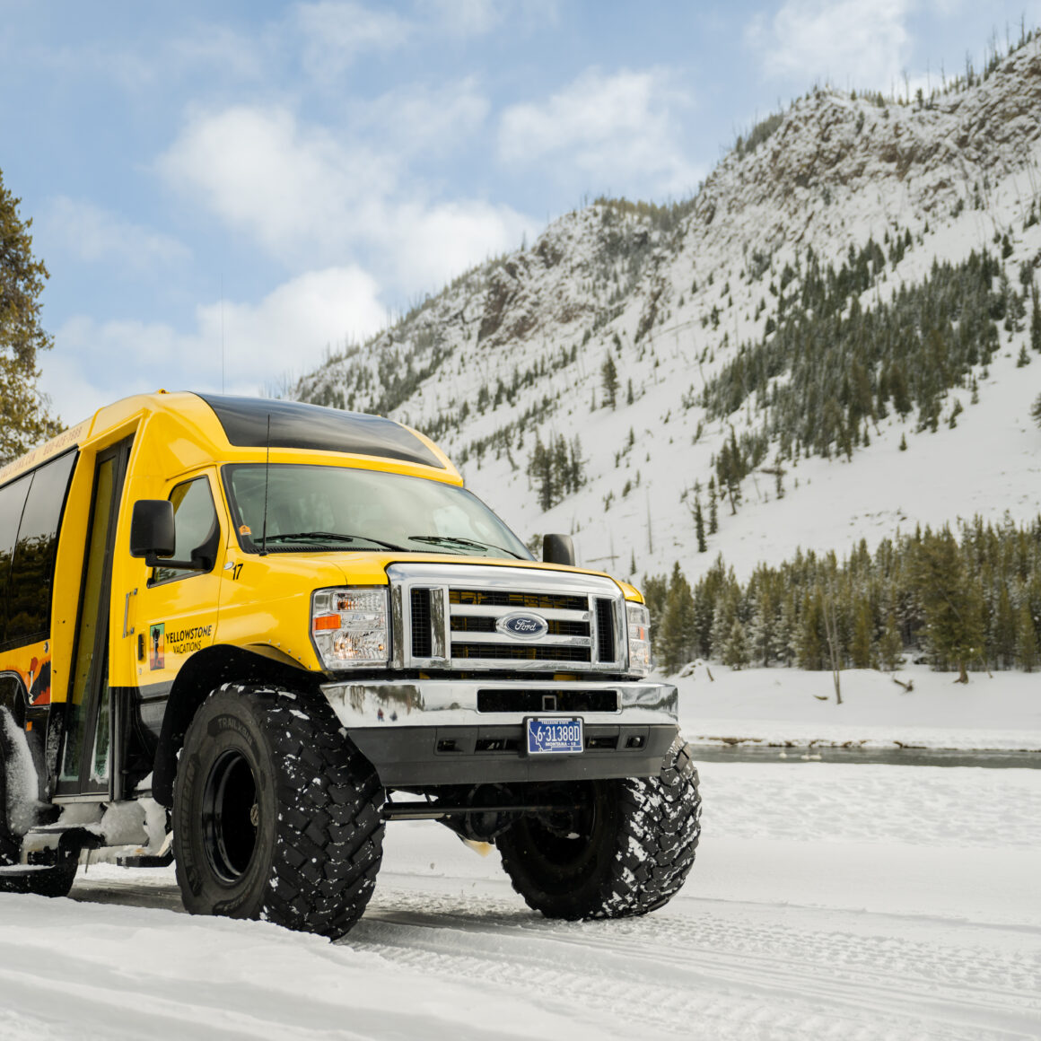 Yellowstone snowcoach photography trip driving in snow